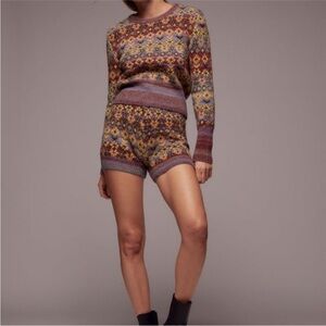 Zara purple 2 piece Knit Sweater and Shorts Set M